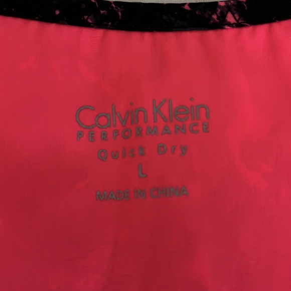 Calvin Klein racer back tank EUC-bright pink/black/gray splatter pattern LARGE - Picture 2 of 8